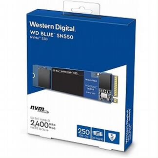 Жесткий диск SSD M.2 250Gb Western Digital WD Blue SN550 (2400/950MBs, 150000 iops, TLC 3D nand, 2280, PCI-E3.0x4) WDS250G2B0C