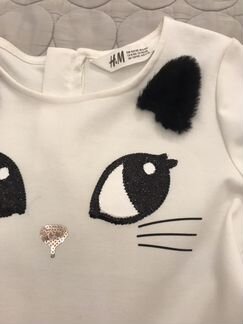 Платье для девочки H&M чёрно белое (134-140 см)