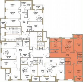 4-к квартира, 119.2 м², 4/19 эт.