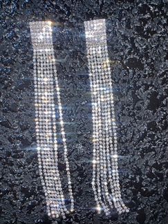 Нереально классные длинные серьги из страз цирконо