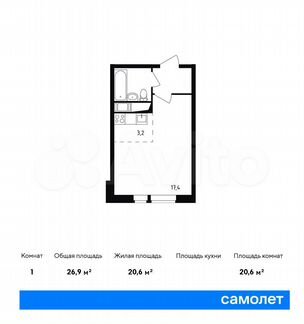 Квартира-студия, 26.9 м², 14/19 эт.