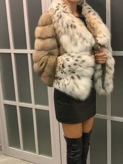 Шуба соболь тортора отделка рысь