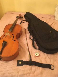 Виолончель 1/2,чехол,смычок 1/4, канифоль,лента дл