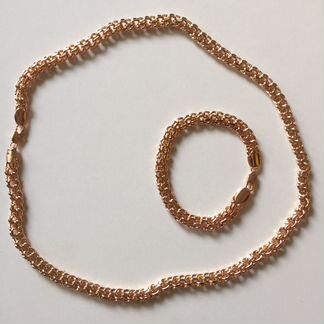 Красивая позолоченная цепочка и браслет 8 мм