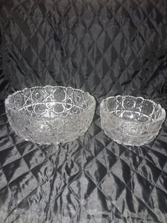 Ваза-ладья, салатники/фруктовницы. Хрусталь СССР
