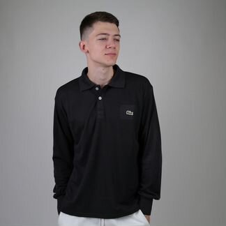 Поло с длинным рукавом Lacoste черное