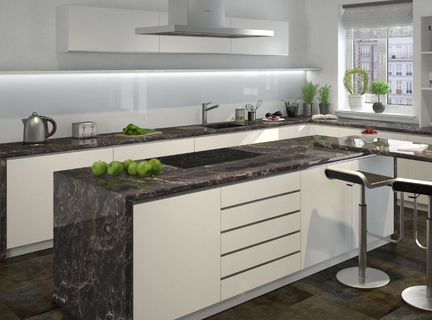 Столешница 3050х600х40 3093/1 Мрамор марквина черн