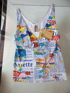 Белый новый топ John Galliano газетный принт