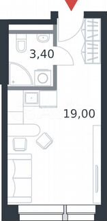 Апартаменты-студия, 22.4 м², 20/21 эт.