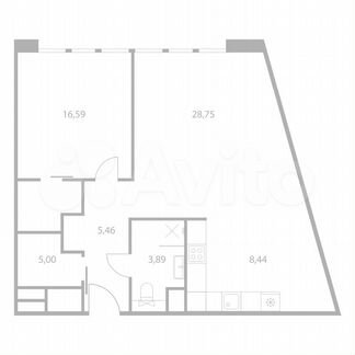 1-к апартаменты, 66.1 м², 5/12 эт.