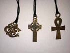 Подвеска латунная Ом, кельтский и египетский крест