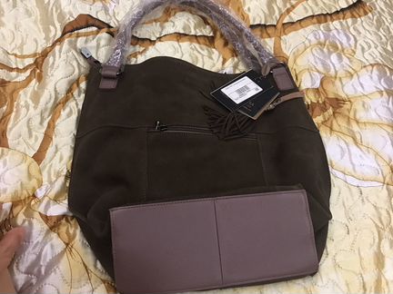 Сумка натуральная замша коричневого цвета новая