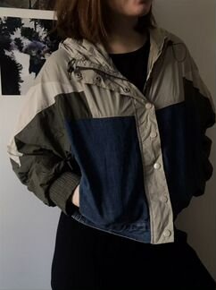 Комбинированная джинсовая куртка/ветровка/бомбер P