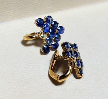 Серьги золотые с сапфирами