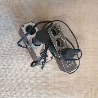 Разветвитель прикуривателя на 2,3 гнезда + USB