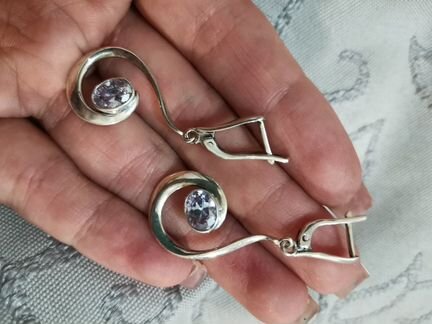 Серебряные серьги аметист серебро новые
