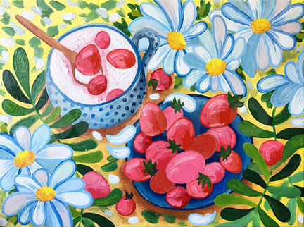 Картина «Натюрморт с клубникой» (масло, 35х45 см)