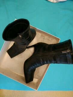 Ботильоны зимние кожа квадратный нос