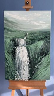 Картина маслом пейзаж природа водопад