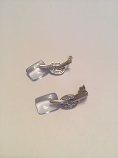 Серьги из серебра с топазом, с камнем кошачий глаз