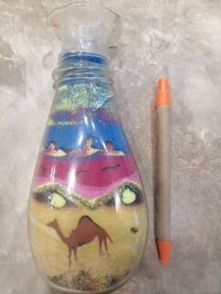Бутылочка с рисунком из песка