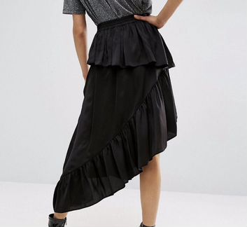Чёрная асимметричная юбка ASOS
