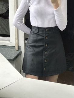 Кожаная юбка с пуговицами (натуральная кожа)