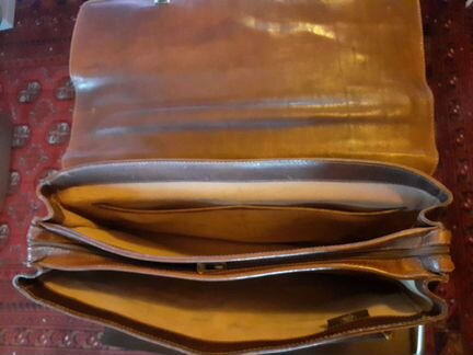 Портфель кожаный Bridge Италия с ремнём