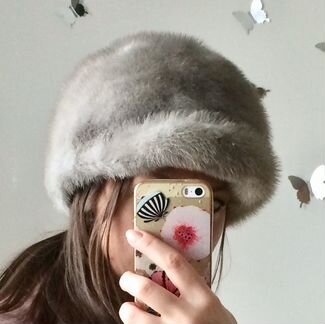 Шапка норка голубая