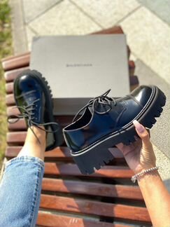 Топсайдеры ботинки черные баленсиага кожа лак